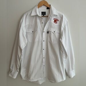 ROPER Western Snap Front Shirt Calgary Friends of Flames Chuckwagon Logo Rodeo